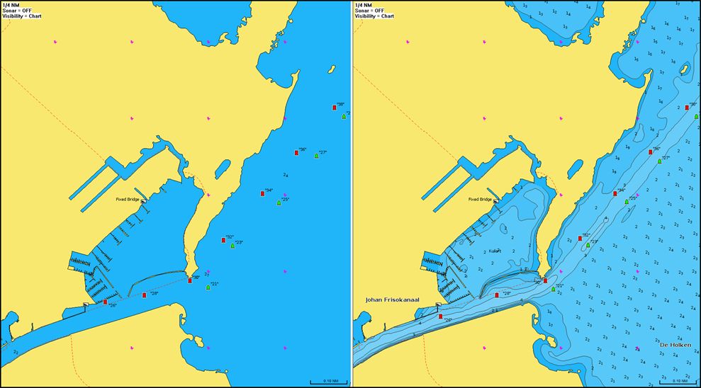Navionics - neue Darstellung der Seekarte für De Holken in Friesland 